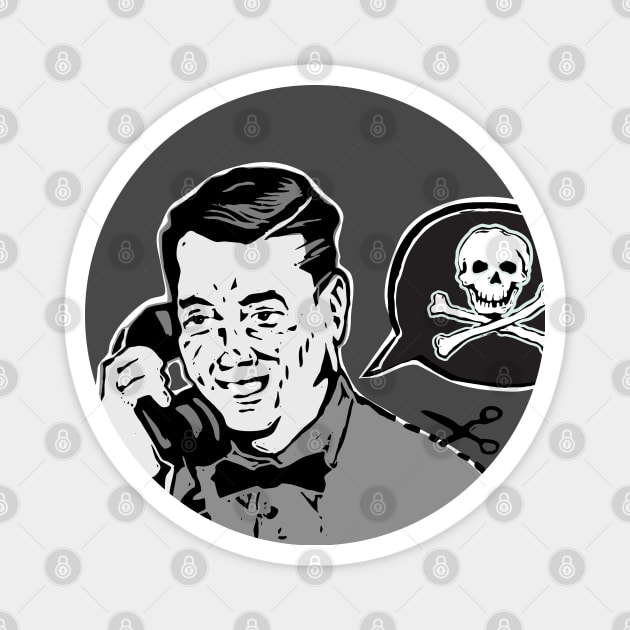 Pirate Talk - Telephone Call - Skull and Bones - Skull and Crossbones - Retro Comics Magnet by callingtomorrow